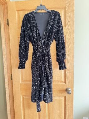 Black sequined, formal dress, size 10, Boohoo brand
